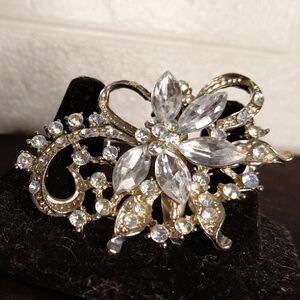 Elegant Silver and Crystal Brooch
